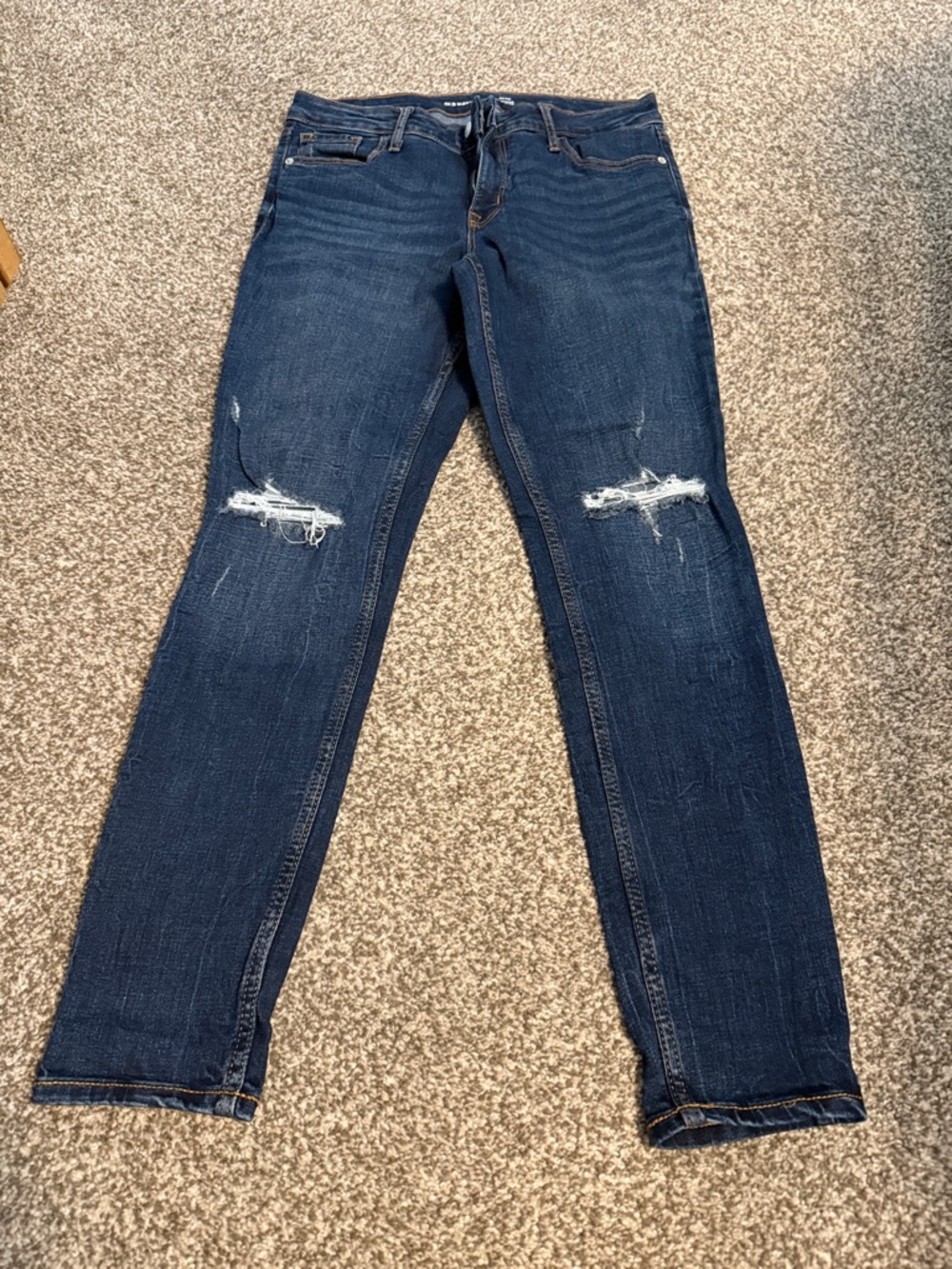 Old Navy Rockstar Dark Wash Distressed Knee Skinny Jeans